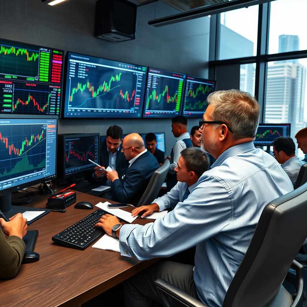 A professional trading room setting with a focus on Forex trading