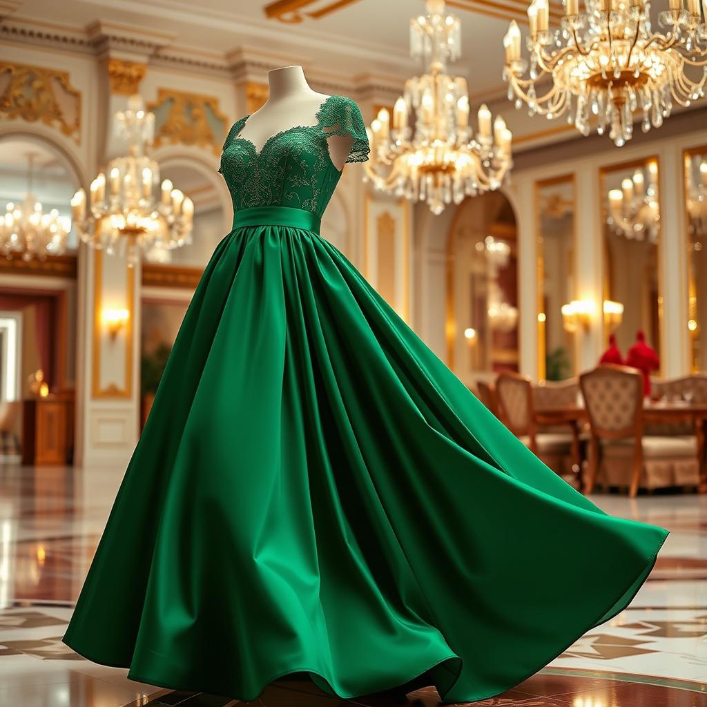 a stunning, elegant dress suitable for a formal event, featuring a flowy silhouette that gracefully cascades down to the floor