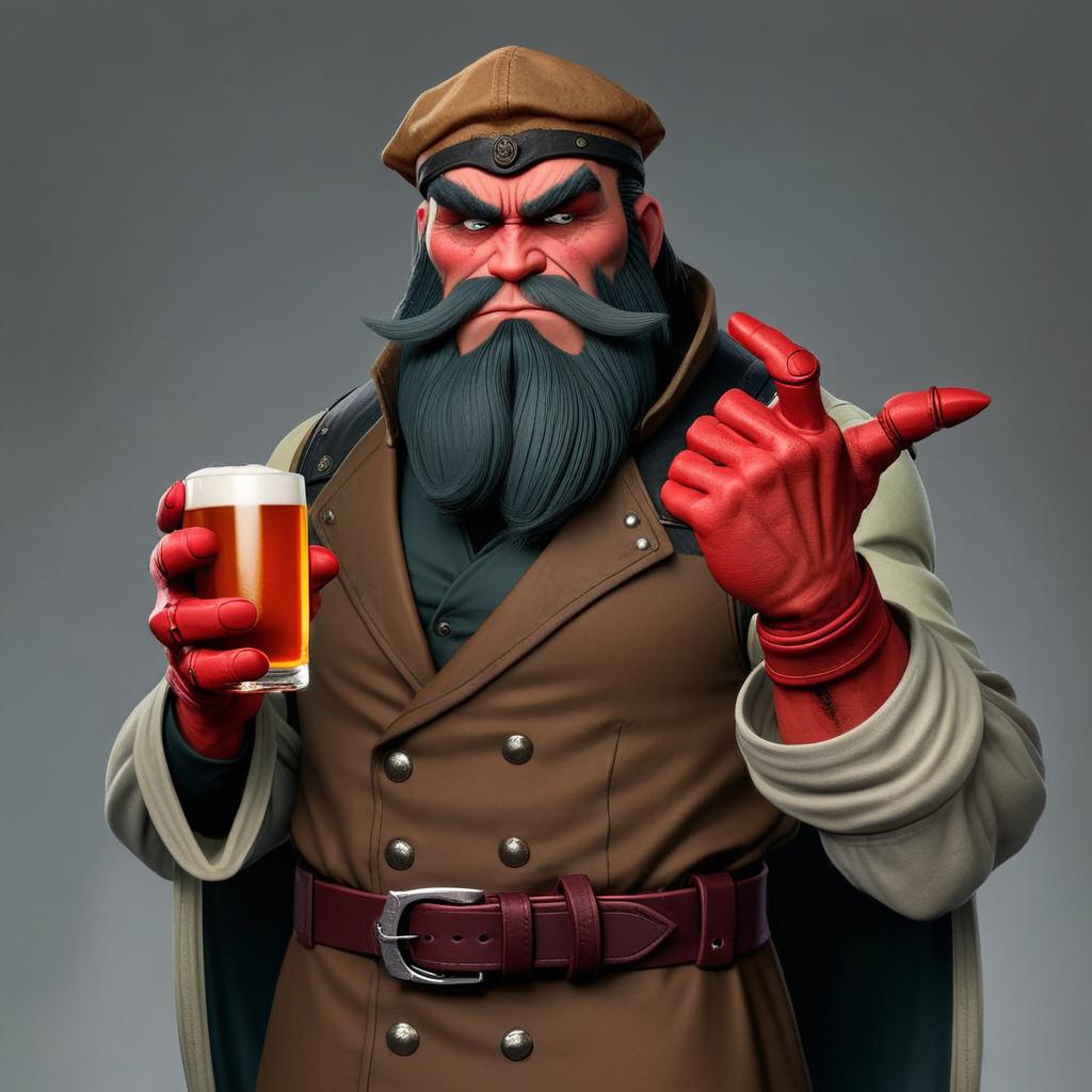 make one hand normal and the other more stone like Hellboy's