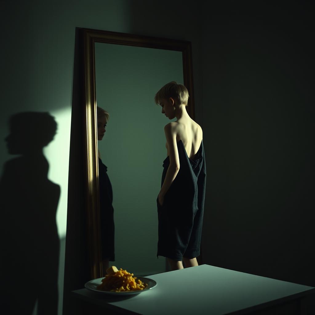 A hauntingly beautiful photograph that visually represents the struggle with anorexia nervosa