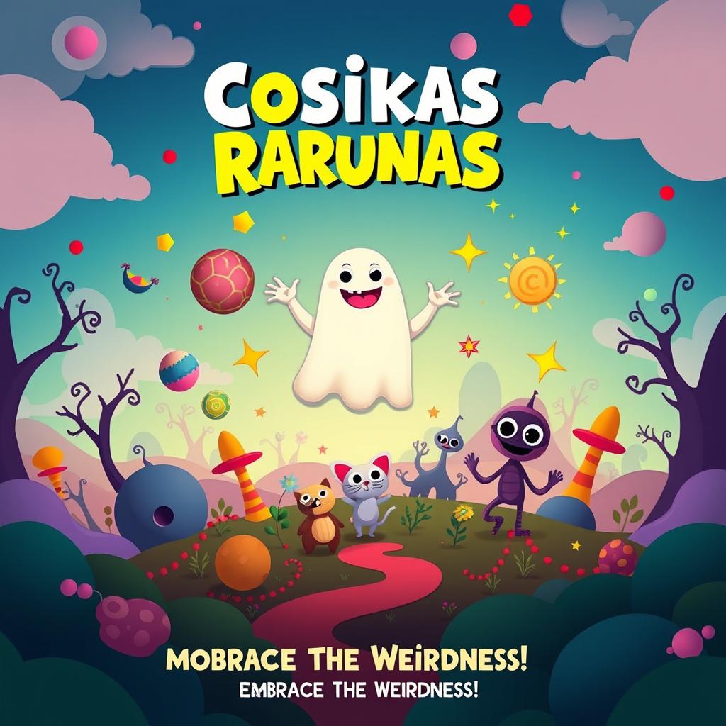 A whimsical movie poster for a supernatural comedy titled 'Cosikas Rarunas'