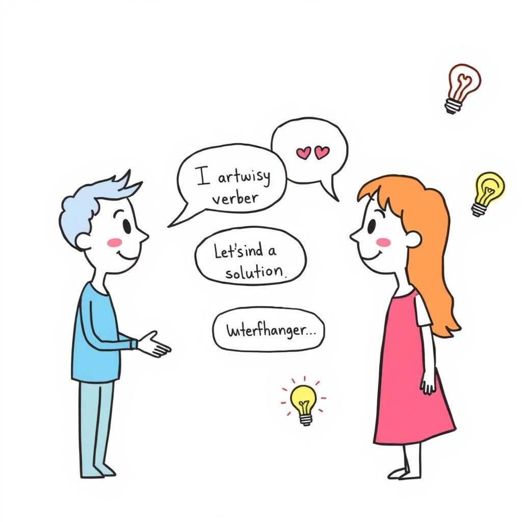 A simple sketch illustrating the concept of verbal and nonverbal communication in conflict resolution