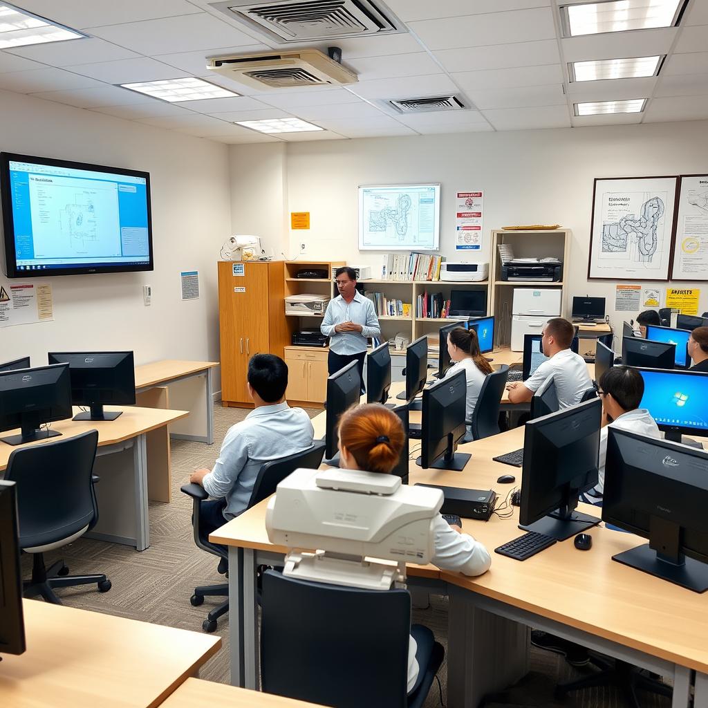 A modern CAD/CAM laboratory setting, featuring 25 high-specification computers each equipped with advanced CAD/CAM software
