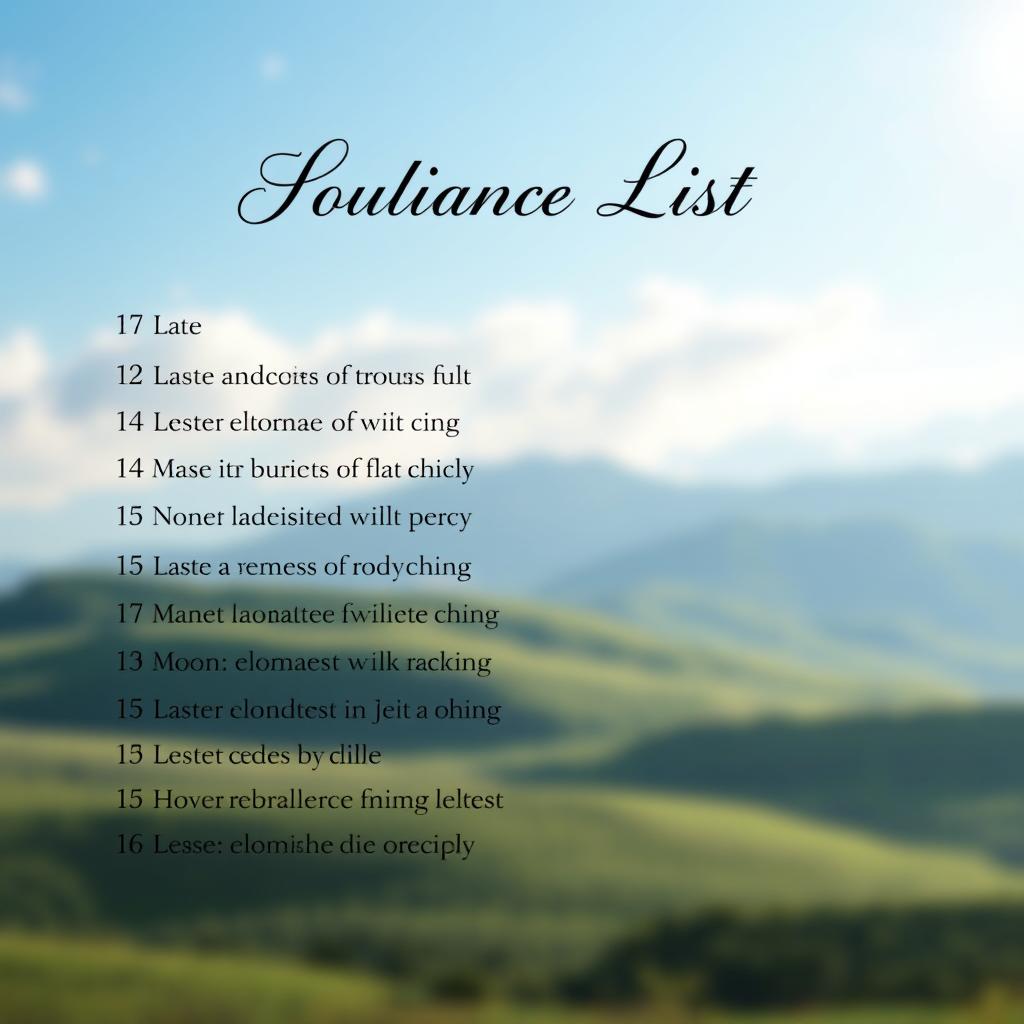 A beautifully designed list overlaying a serene background, with elegant typography and subtle colors