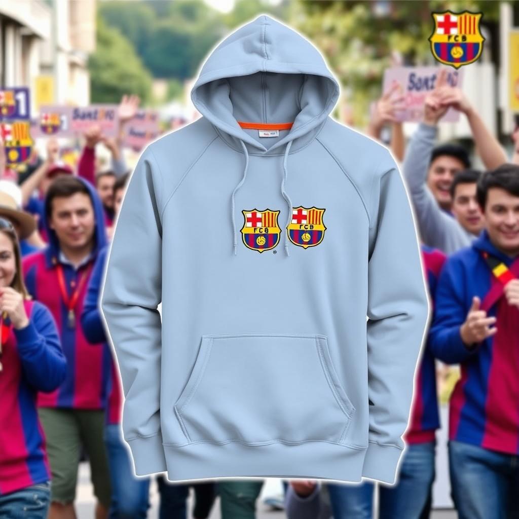 A stylish hoodie designed specifically for fans of FC Barcelona
