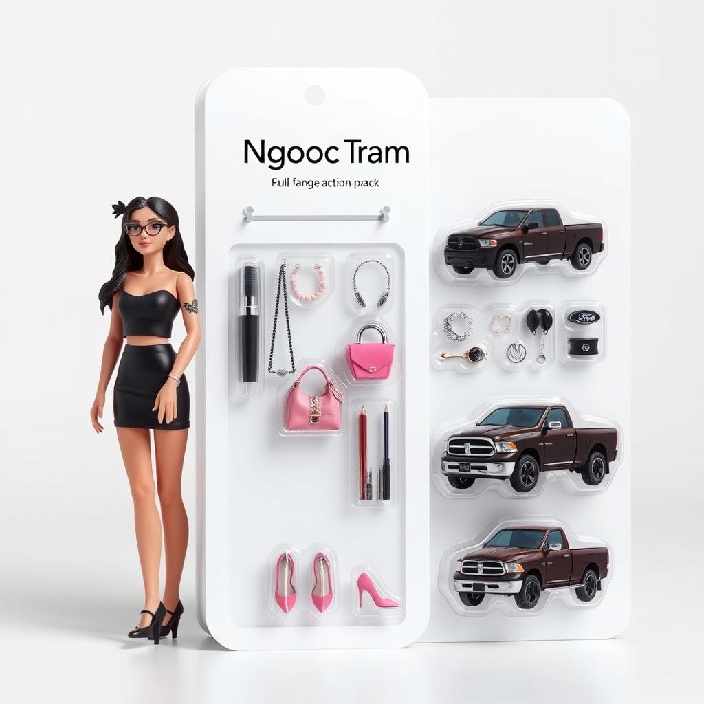 A full-figure action figure of a girl displayed in its original blister pack packaging, representing ME