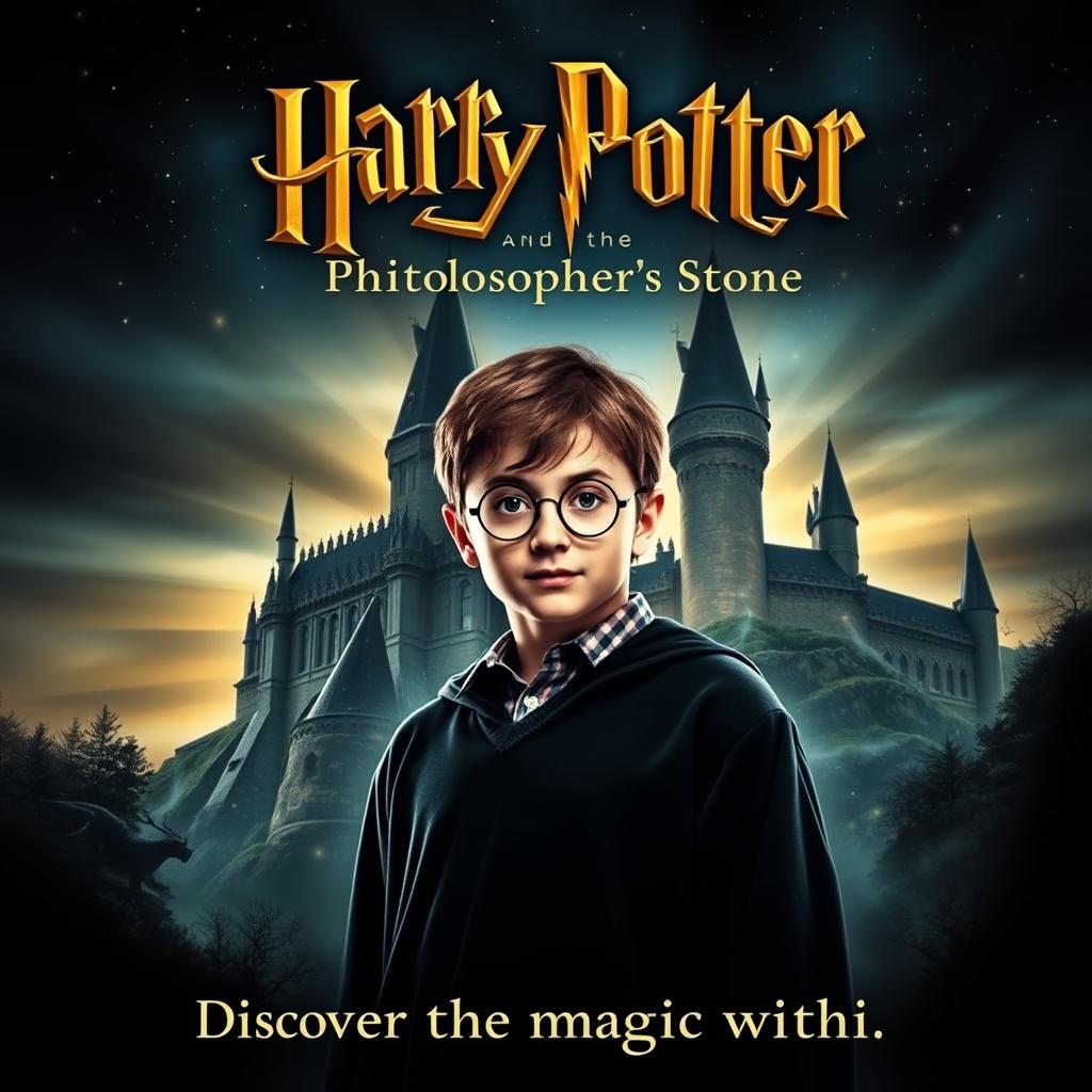 Create an enchanting movie poster for 'Harry Potter and the Philosopher's Stone'