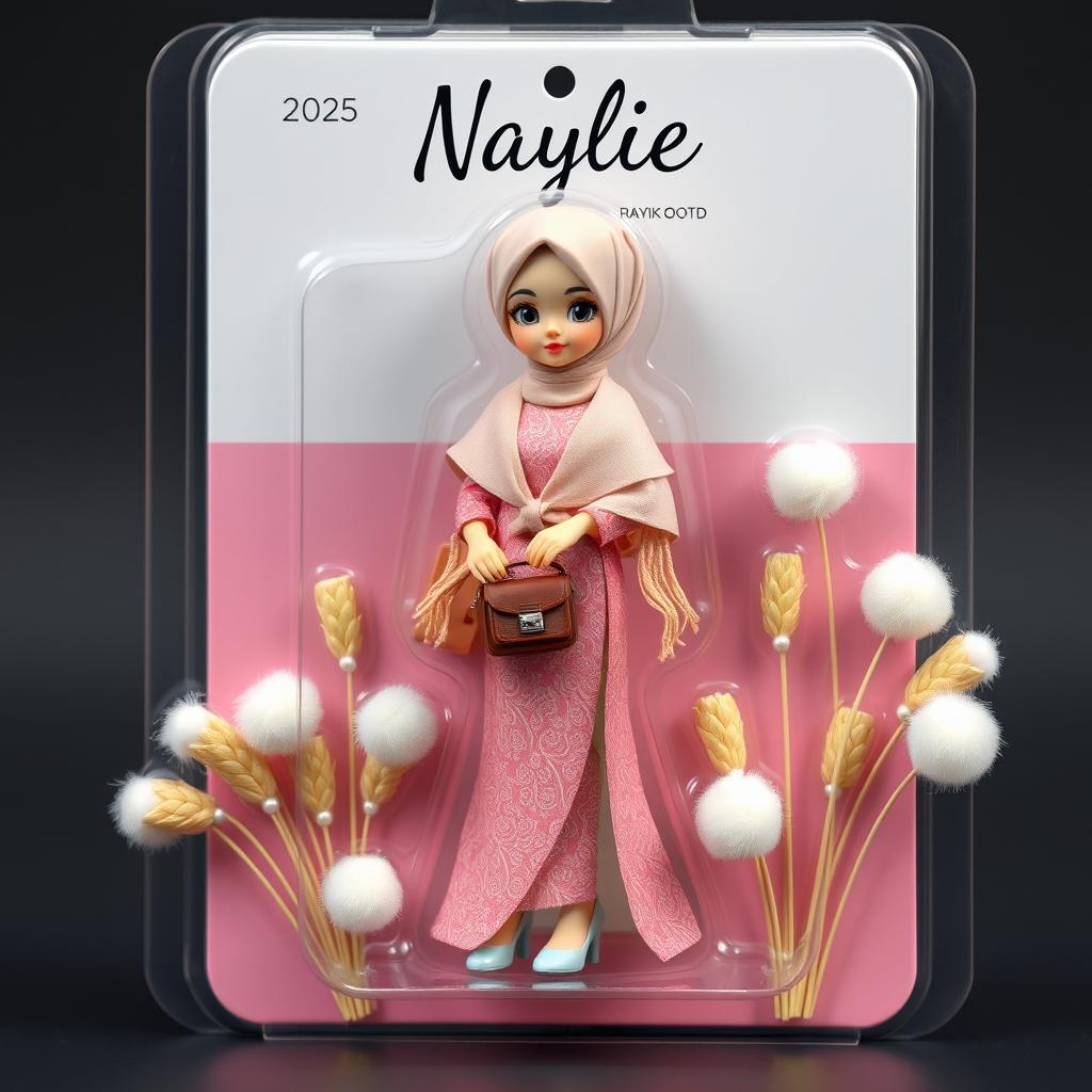 A cute toy action figure inspired by the description, dressed in a long kebarung lace gown that reaches the toes, featuring a stylish split from waist to toe