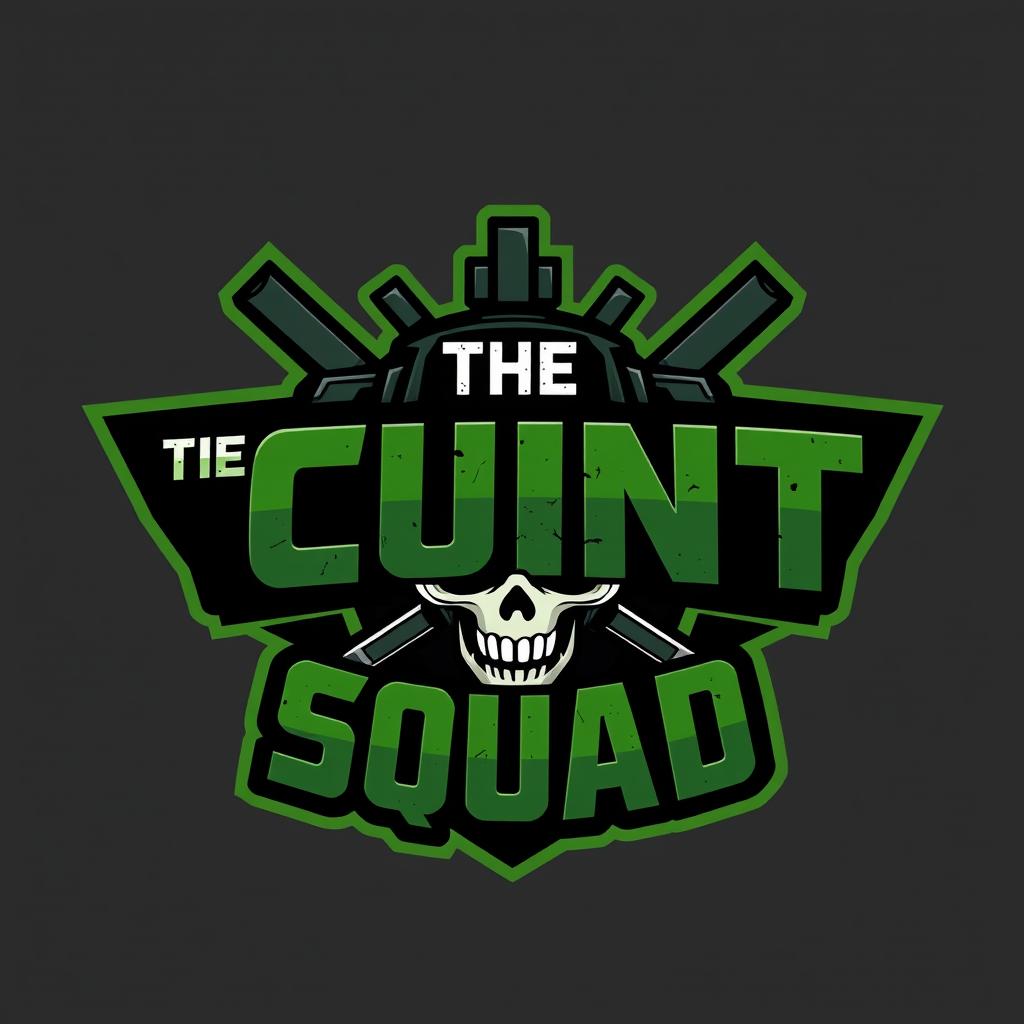 Design a bold and edgy logo for a video game group named 'The Cunt Squad', primarily focused on Call of Duty