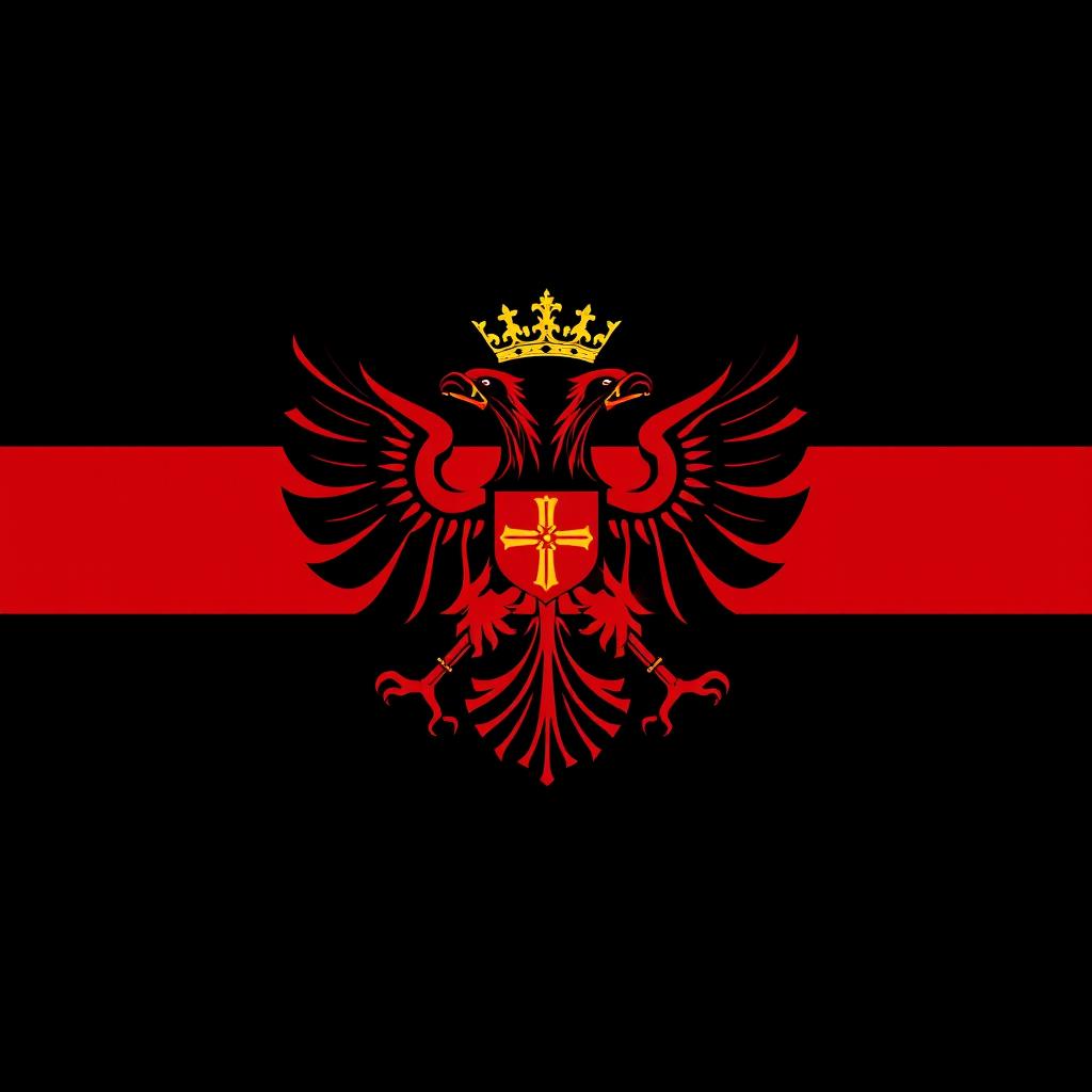 A militaristic and authoritarian flag design inspired by Montenegro