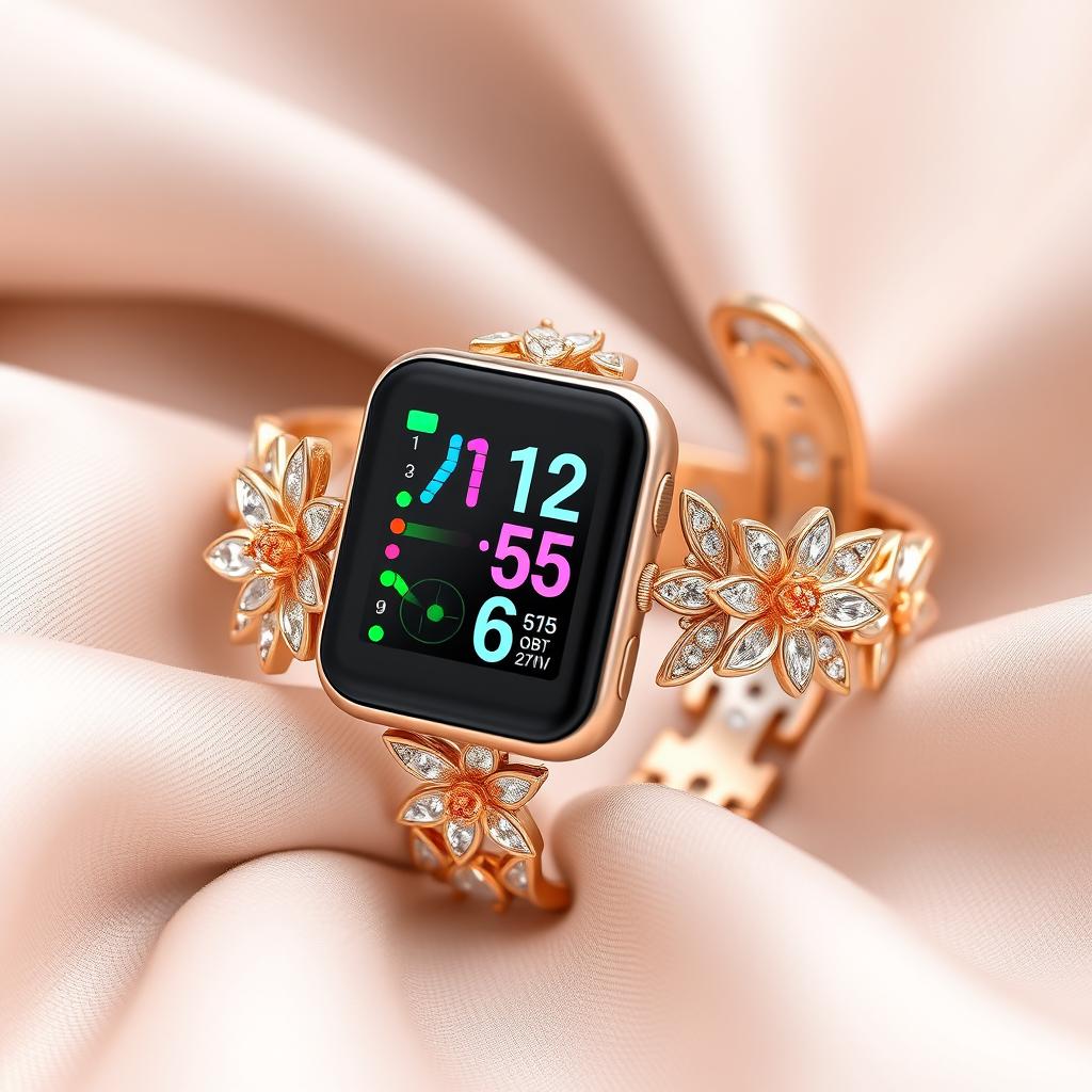A stylish women's jewelry bracelet that elegantly incorporates a smartwatch display