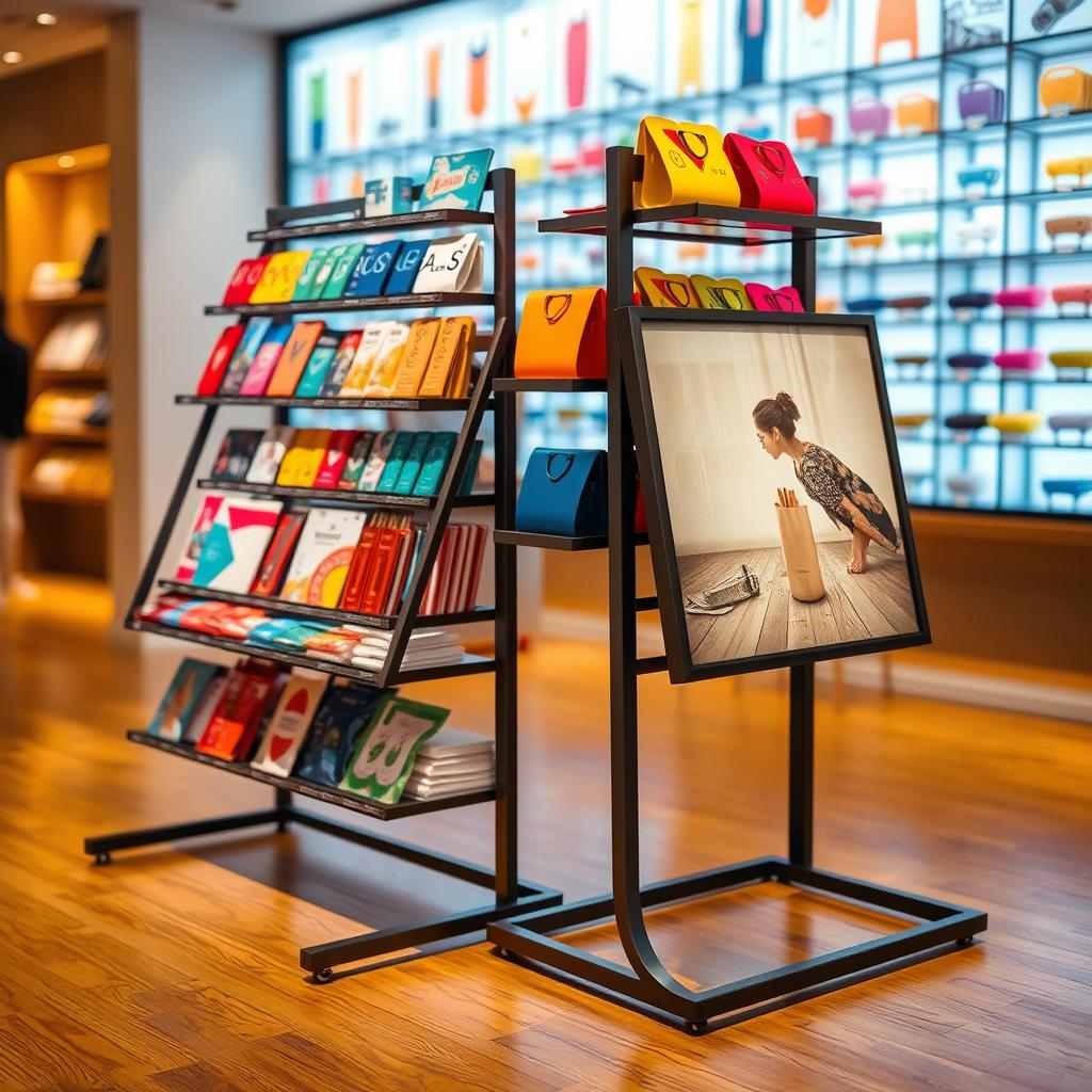 Stylish Display Rack with Vibrant Products: A Visual Showcase