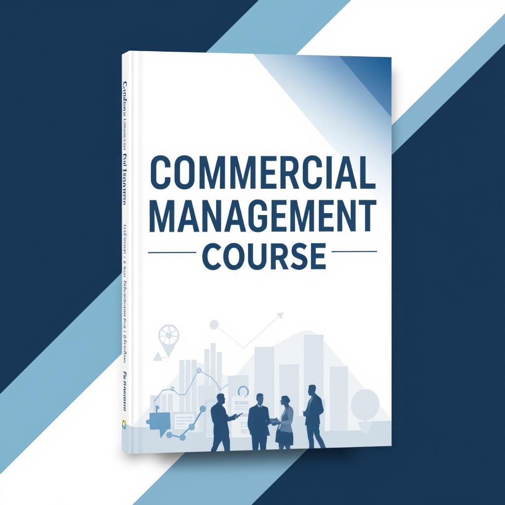 A sleek and modern eBook cover design for a 'Commercial Management Course'