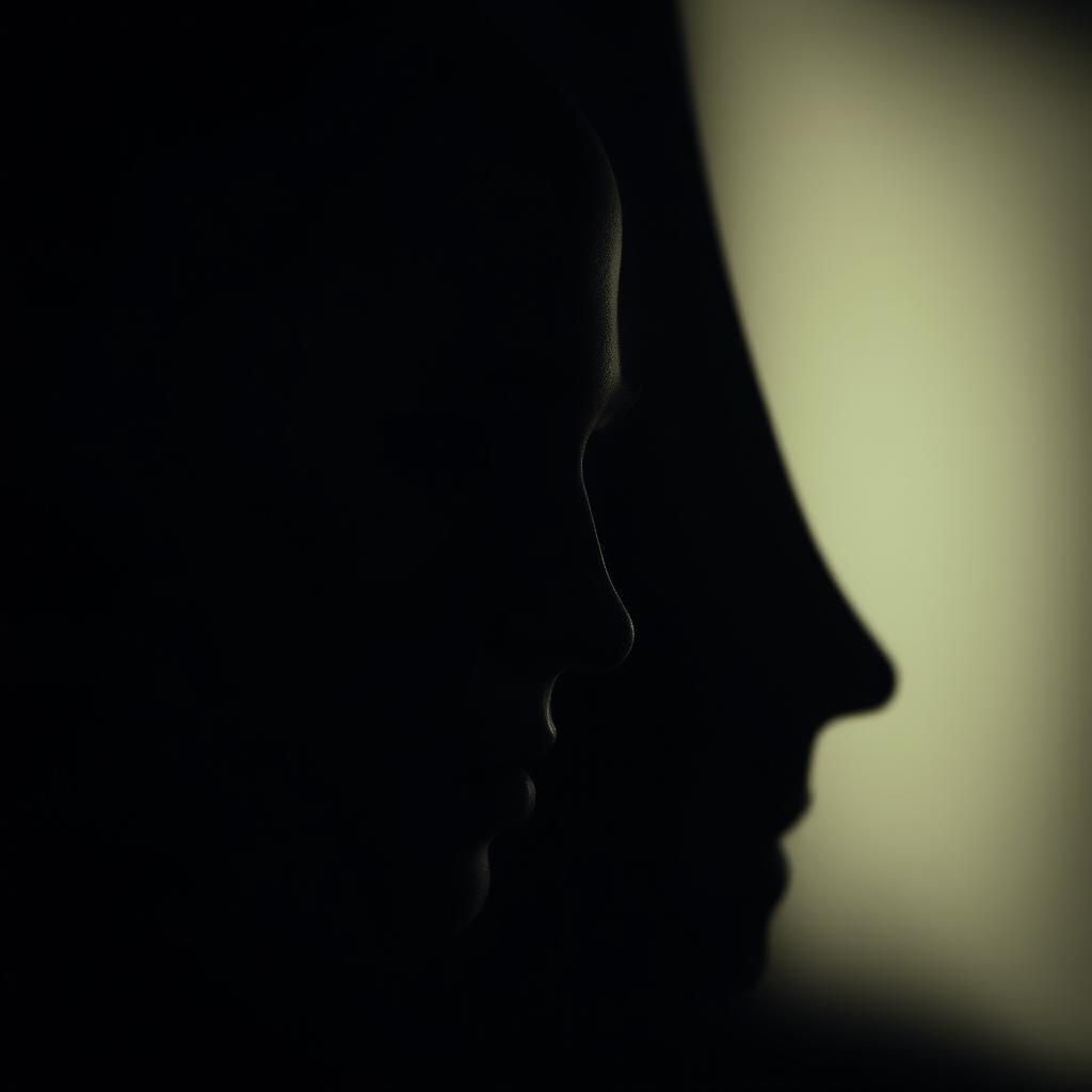 A dramatic and artistic image capturing the shadow of half a face, partially illuminated to create a sense of mystery and intrigue