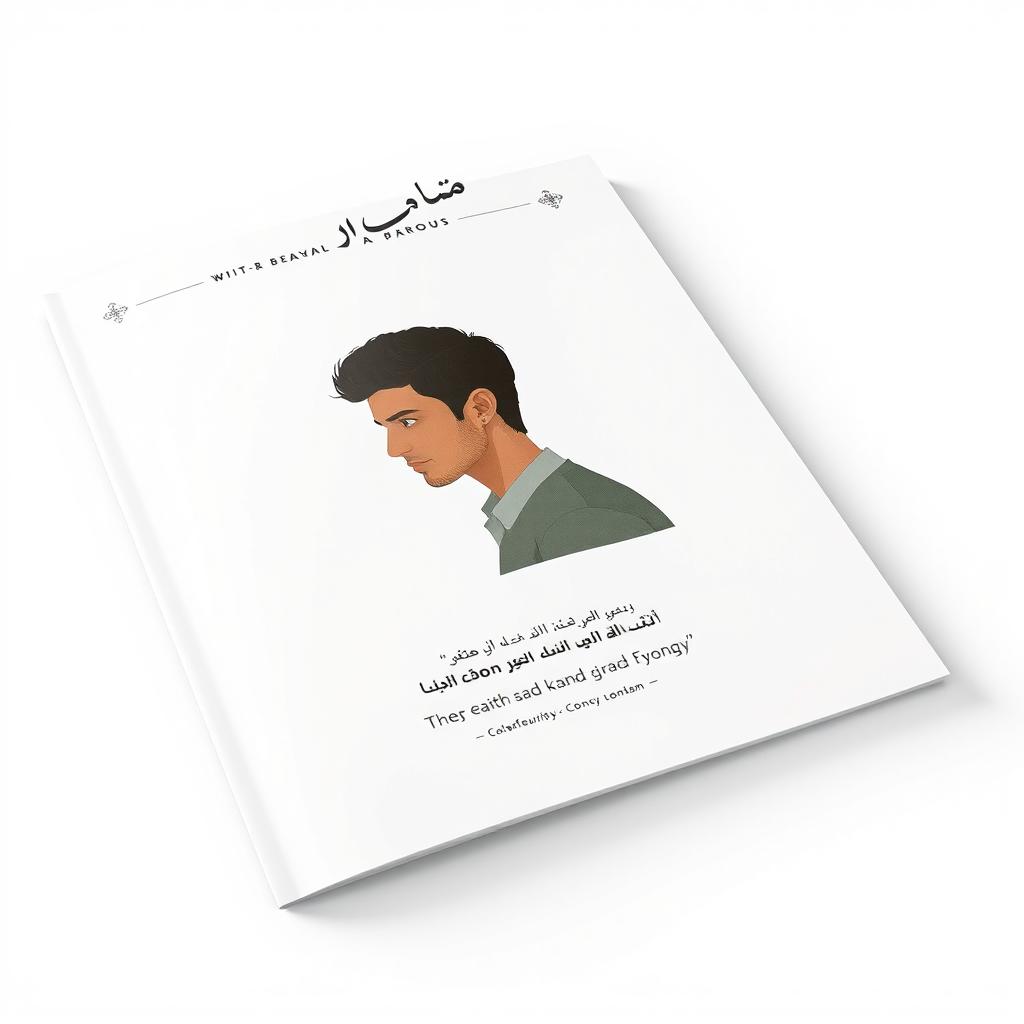 A design concept for the cover page of a religious student magazine titled "نیم‌رخ" (Nim-rokh), featuring a clean and minimalist aesthetic with a white background