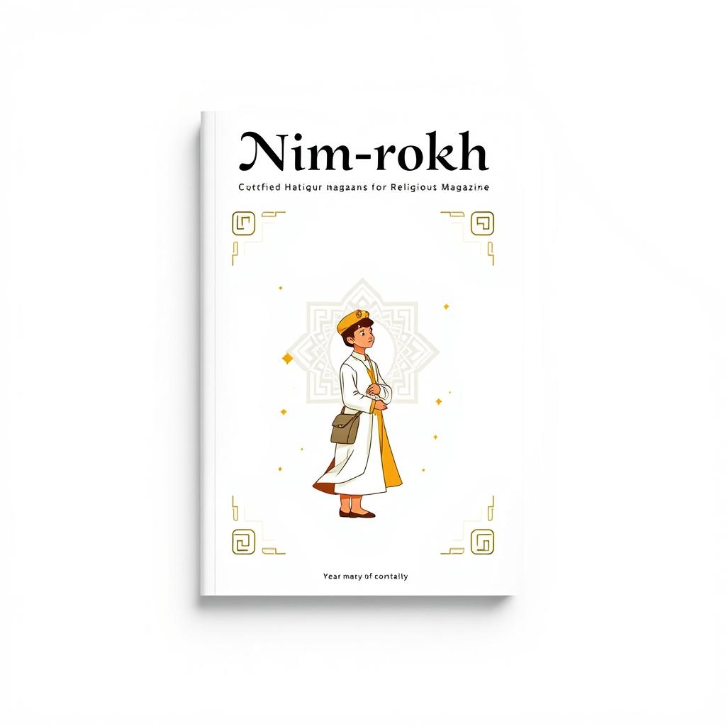 A creative design concept for the cover page of a religious student magazine titled "نیم‌رخ" (Nim-rokh) with a clean white background