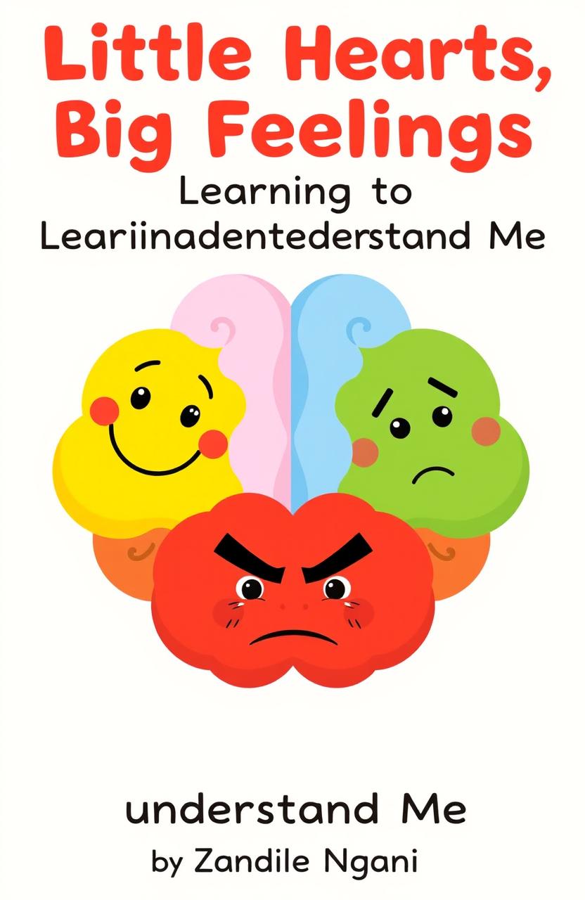 An illustrated brain divided into four colorful sections, each portraying a different emotion: a bright, cheerful smile for happiness, a droopy face with tears for sadness, an angry red face with furrowed brows for anger, and a worried face with wide eyes for anxiety