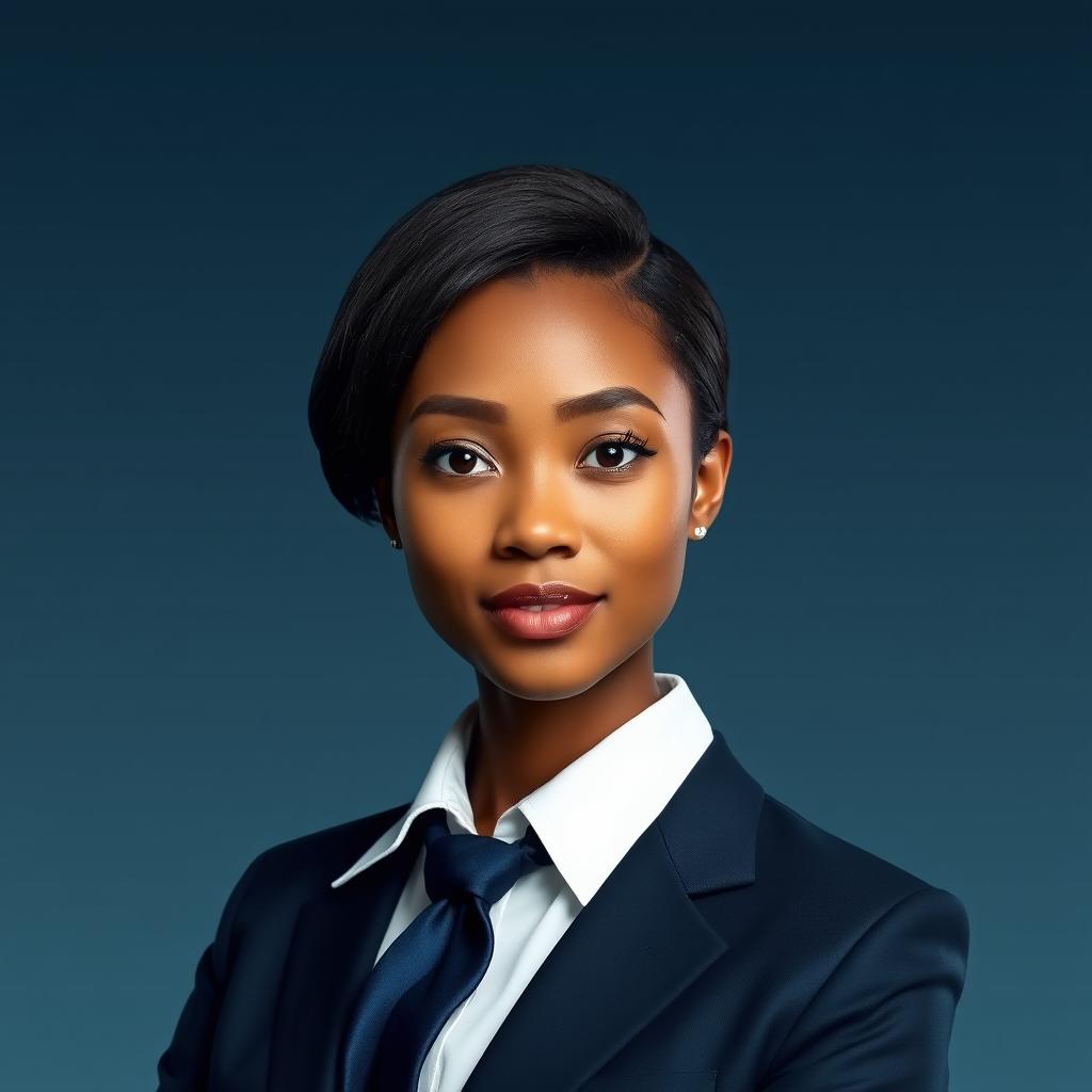 A portrait of a person dressed in formal attire, wearing a tailored suit, complete with a crisp white dress shirt and a sophisticated tie