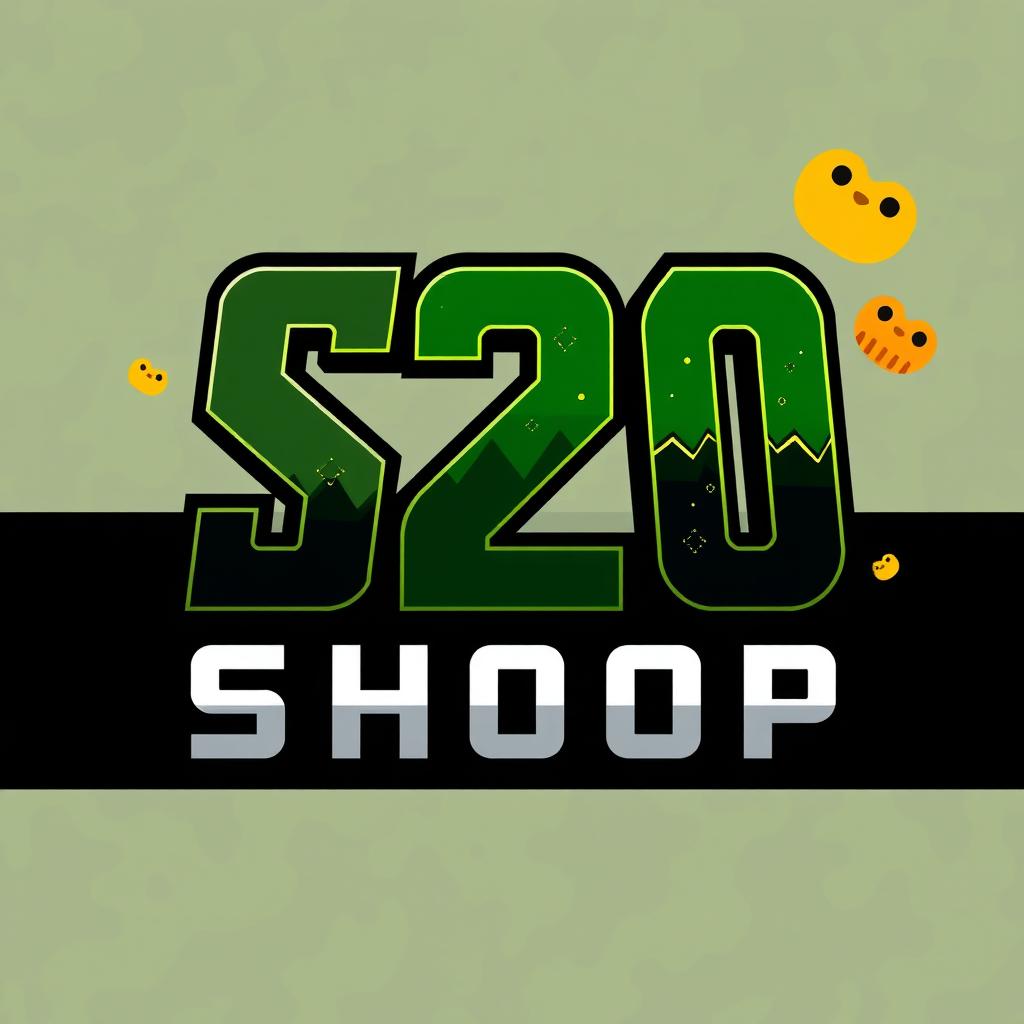 A modern and dynamic logo for a PUBG UC shop named 'S20 SHOP'