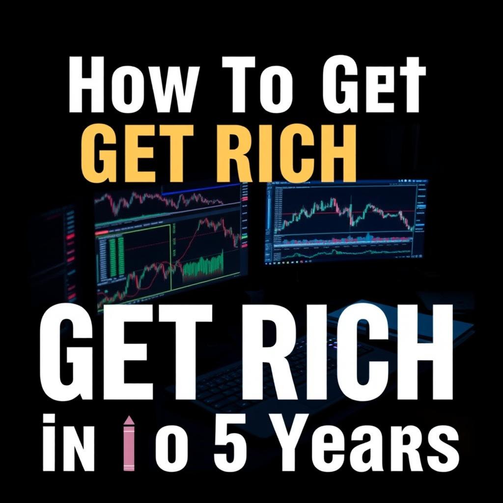 A dark-themed e-book cover featuring a trader's computer setup, showcasing multiple screens displaying stock market charts and trends