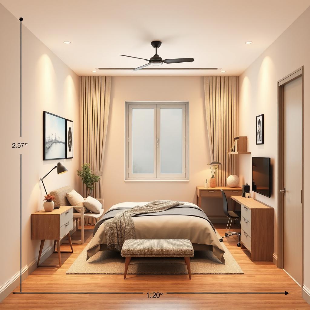 An inviting and stylish design for a room measuring 2