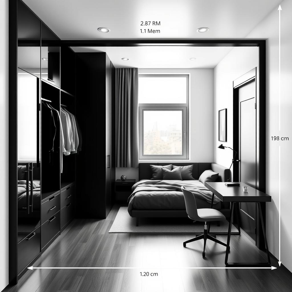 A modern design for a room measuring 2