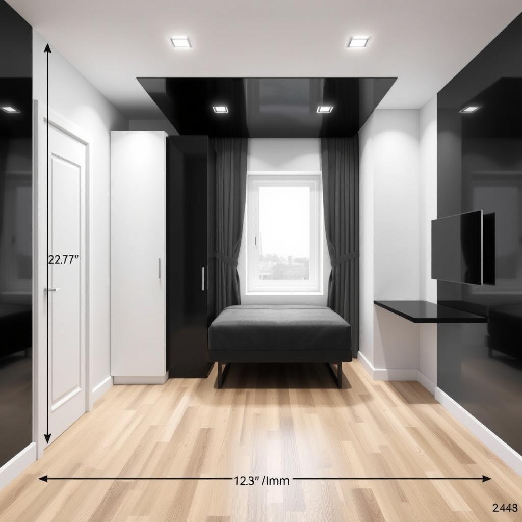 A modern room design measuring 2