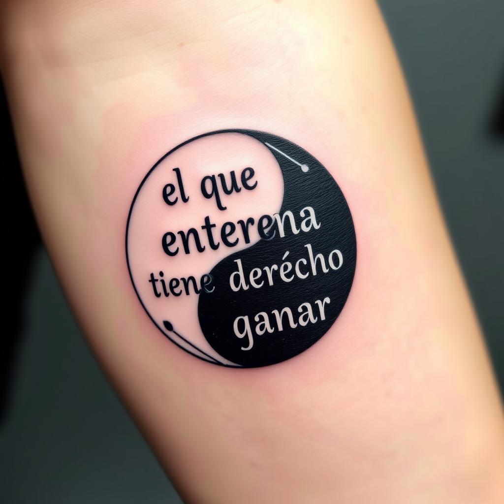 An innovative tattoo design featuring a unique yin-yang symbol, incorporating smooth curves and geometric shapes for a modern twist