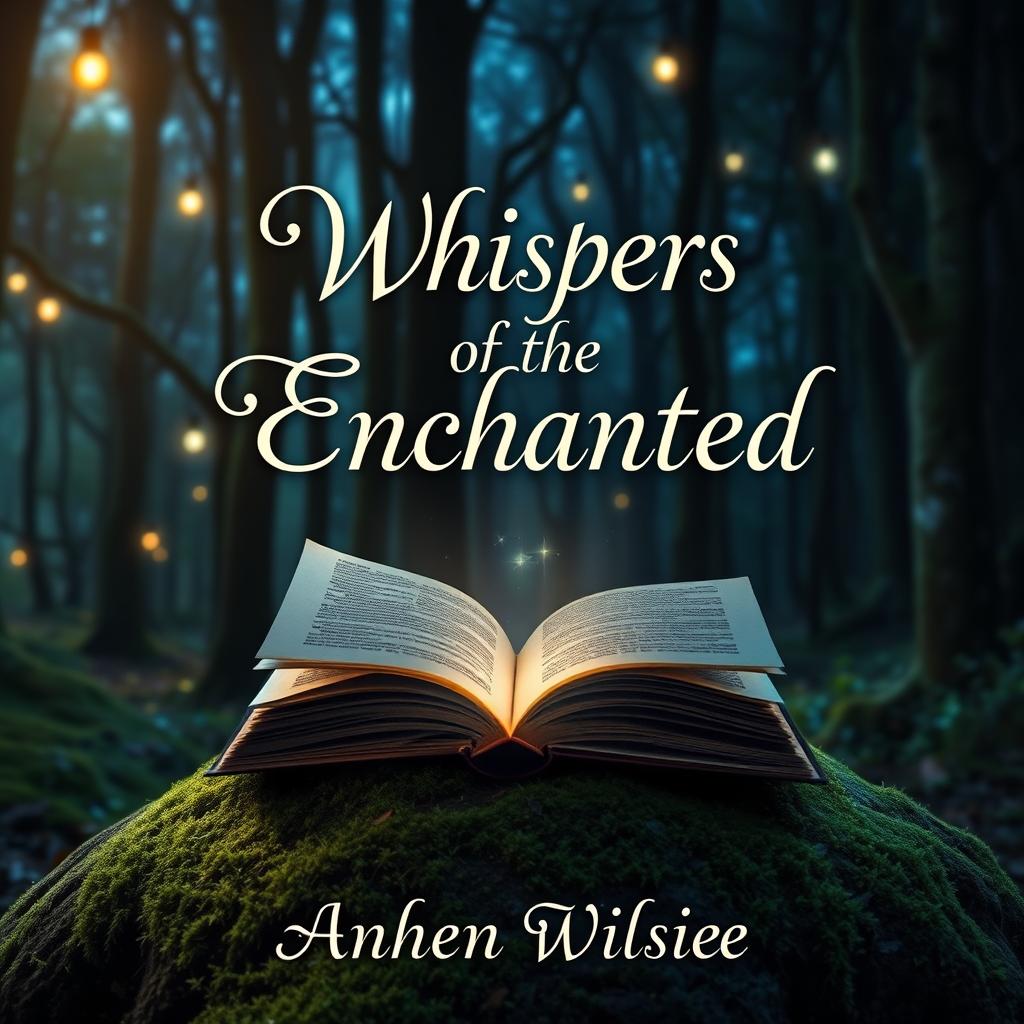 A visually striking ebook cover featuring a mystical forest at dusk, with soft glowing lights hanging from the trees
