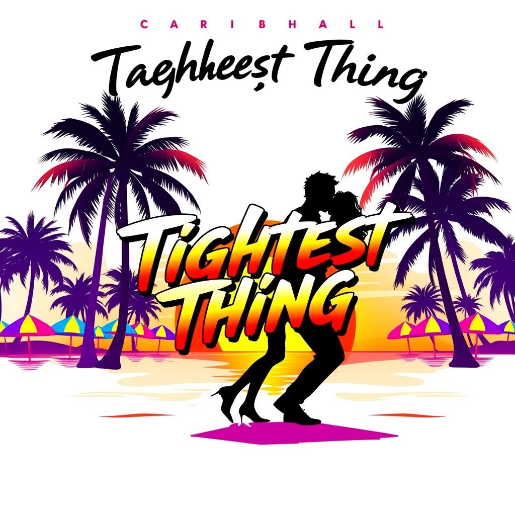 An album cover for a dancehall song titled "Tightest Thing" featuring a vibrant Caribbean theme