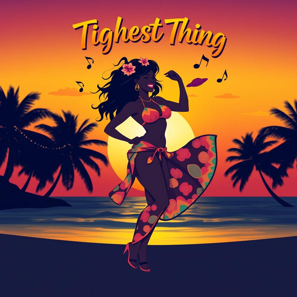 An album cover for a song titled "Tightest Thing" with a vibrant Caribbean theme