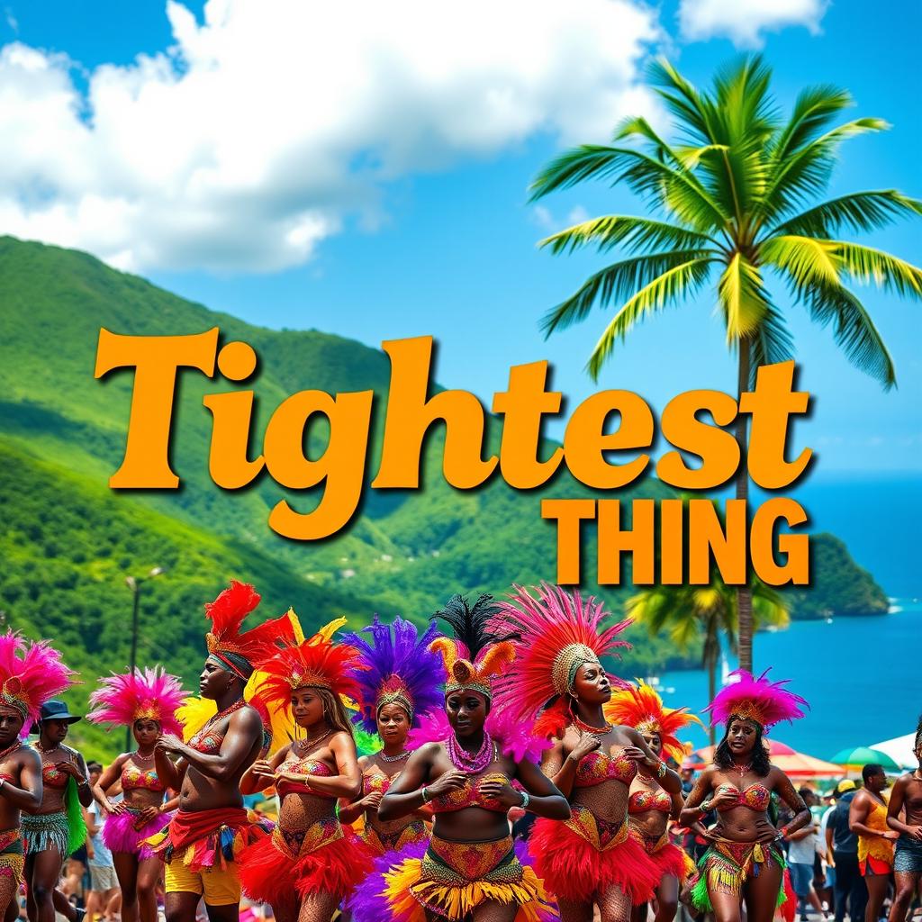An album cover for a song titled "Tightest Thing" inspired by Trinidad's vibrant culture