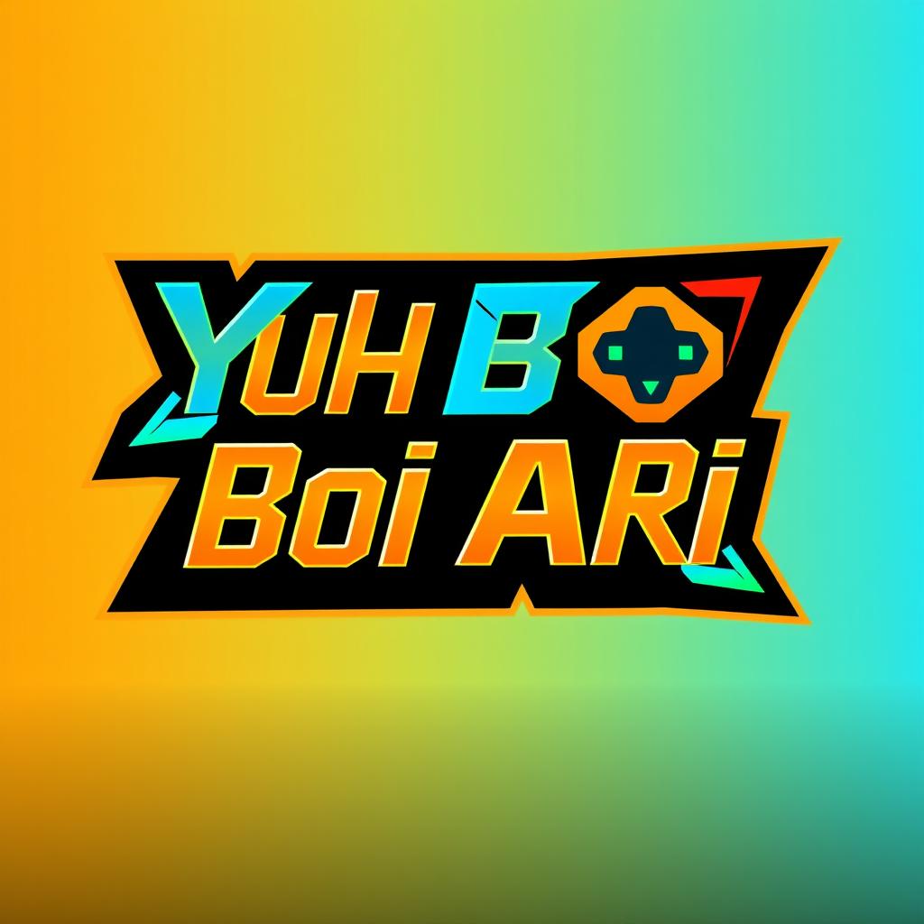 A vibrant and modern gaming logo featuring the name 'Yuh Boi Ari' in a geometric style