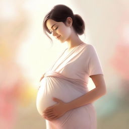 A high-quality digital art image of a pregnant woman