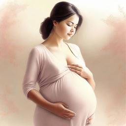 A high-quality digital art image of a pregnant woman