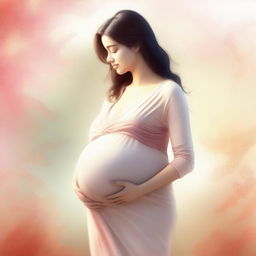 A high-quality digital art image of a pregnant woman