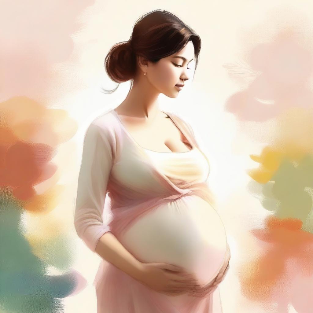 A high-quality digital art image of a pregnant woman