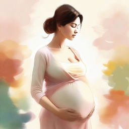 A high-quality digital art image of a pregnant woman