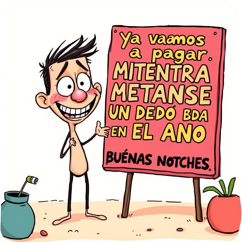 A humorous and cheeky illustration featuring a playful character with an exaggerated expression, standing in a lighthearted setting