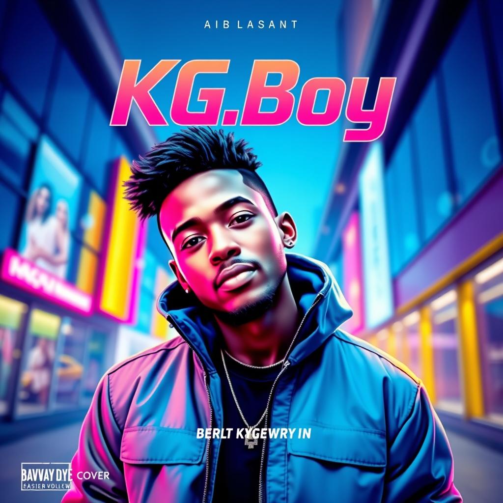 A vibrant and eye-catching video cover design for a musical artist named KG