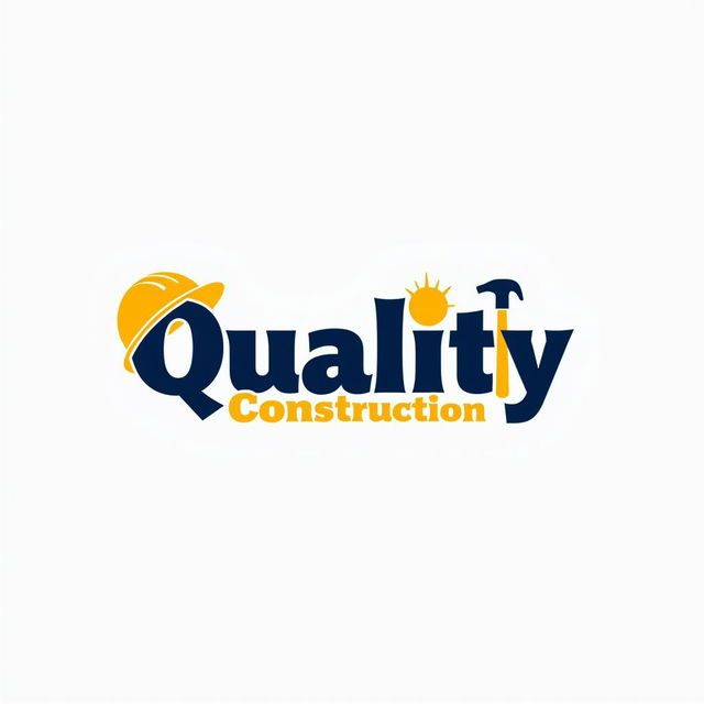 A modern and bold logo design for "Quality Construction" featuring stylized lettering that emphasizes the word "Quality" in a strong, geometric font