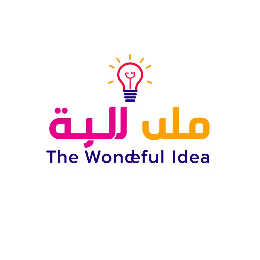 A creative and modern logo design for "الفكرة الرائعة" (The Wonderful Idea), featuring vibrant colors and a sleek font that conveys innovation and inspiration