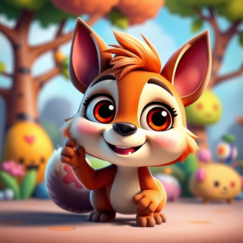 A character inspired by the Pixar animation style, featuring vibrant colors and a whimsical design