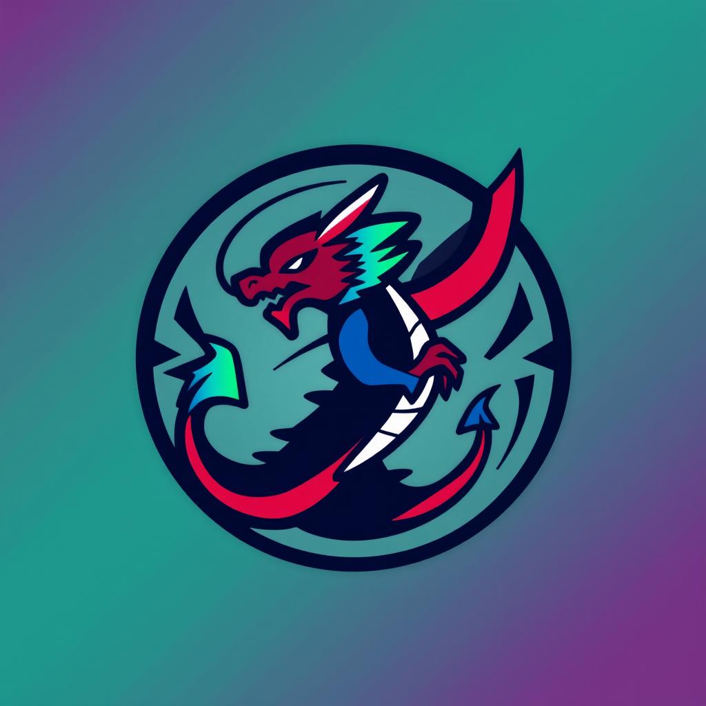 A simple, modern esports team logo inspired by the MPL Malaysia esports team, featuring a stylized dragon as the central element
