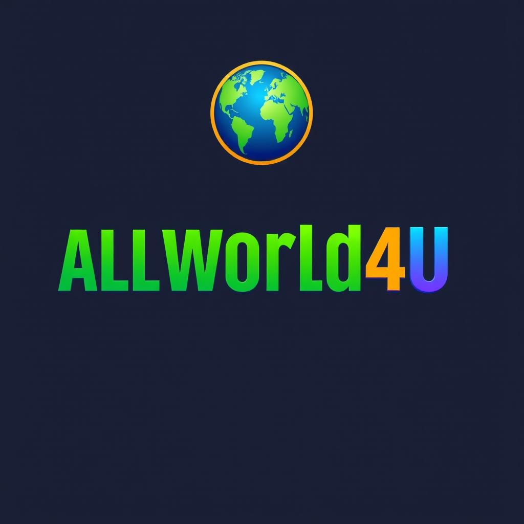 A realistic logo design featuring the name 'ALLWORLD4U'