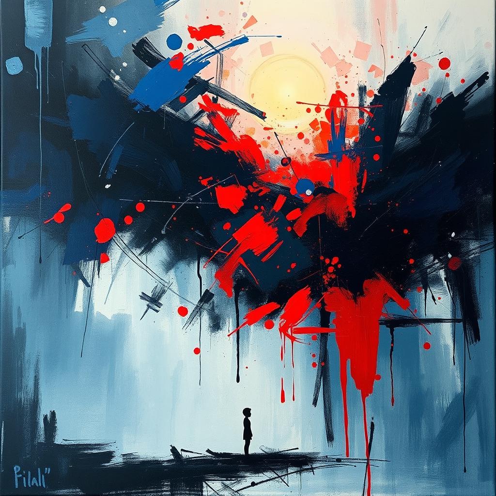 An emotionally charged abstract artwork expressing deep feelings of being lost, heartbroken, and alone