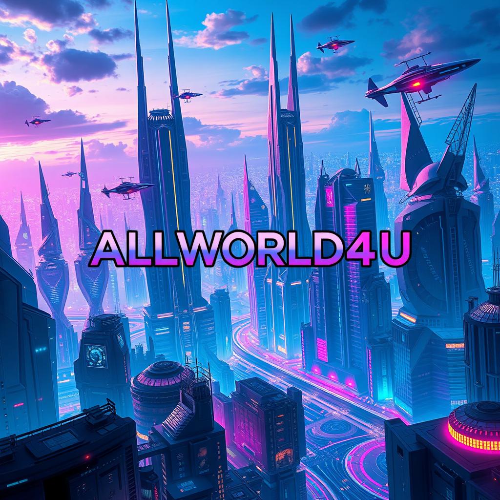 A highly realistic sci-fi themed thumbnail featuring a futuristic cityscape with towering skyscrapers, neon lights, and flying vehicles