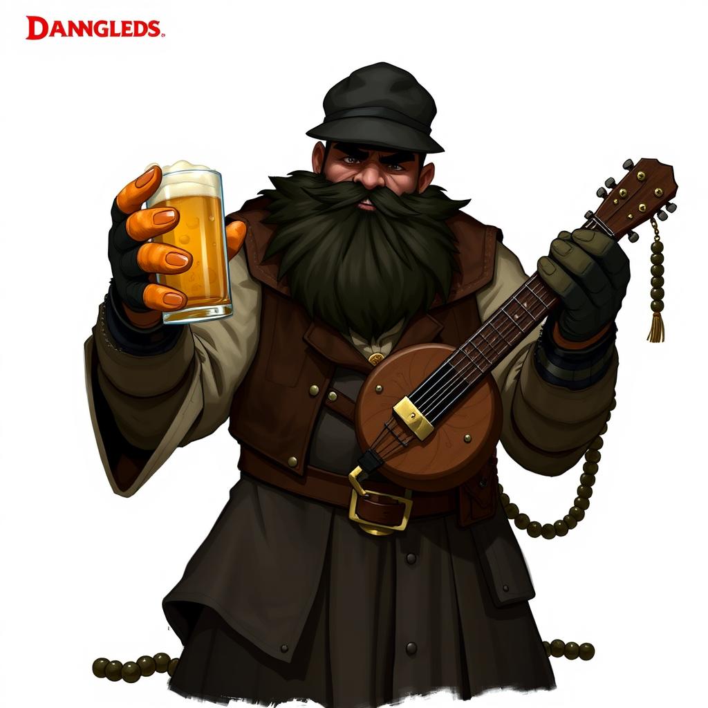 A Dungeons & Dragons character concept featuring a muscular bouncer-monk with a thick, resinous black beard