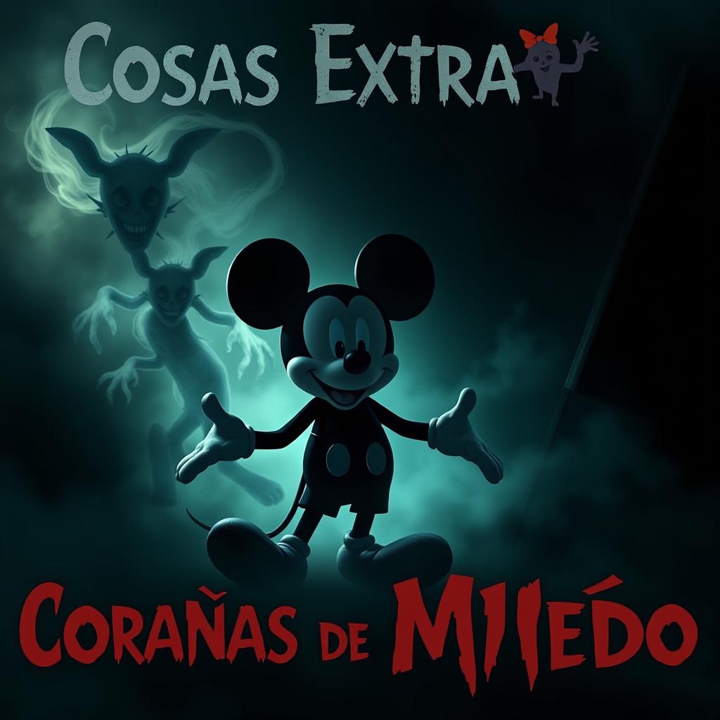 A spooky movie poster featuring eerie and strange elements, incorporating a shadowy aesthetic
