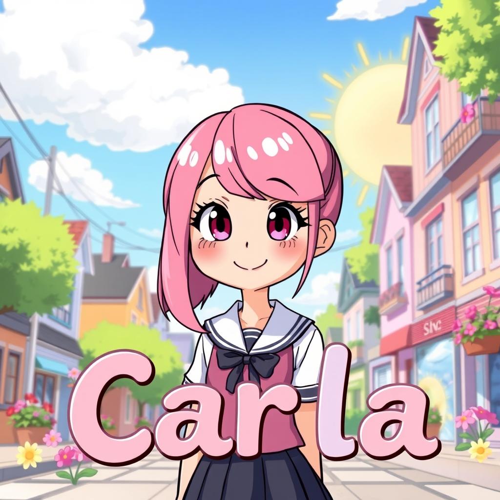 A charming illustration featuring Anya Forger from 'Spy x Family' beside the name 'Carla' artistically integrated into the scene